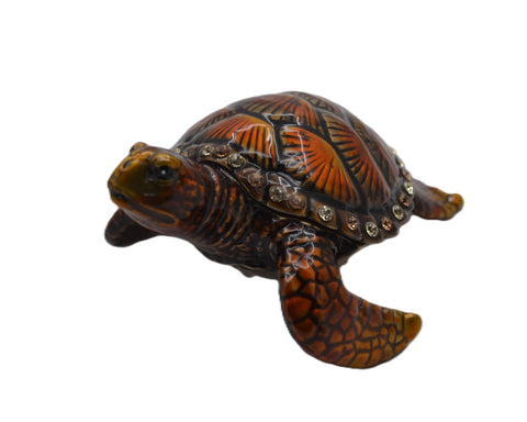 Jeweled Sea Turtle Trinket Box. Hand Crafted with Austrian Crystals & Enamel
