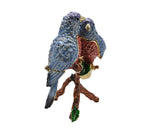 Bejeweled Lovebirds on Branch Trinket Box. Hand Painted Enamel & Austrian Crystals
