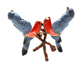 Bejeweled Lovebirds on Branch Trinket Box. Hand Painted Enamel & Austrian Crystals