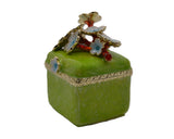 Jeweled Floral Trinket Box. Hand Crafted Square Shape with Enamel & Austrian Crystals