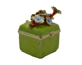 Jeweled Floral Trinket Box. Hand Crafted Square Shape with Enamel & Austrian Crystals