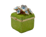 Jeweled Floral Trinket Box. Hand Crafted Square Shape with Enamel & Austrian Crystals