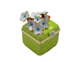 Jeweled Floral Trinket Box. Hand Crafted Square Shape with Enamel & Austrian Crystals