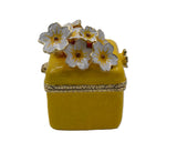 Jeweled Floral Trinket Box. Hand Crafted Square Shape with Enamel & Austrian Crystals