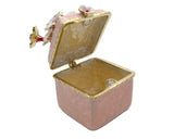 Jeweled Floral Trinket Box. Hand Crafted Square Shape with Enamel & Austrian Crystals