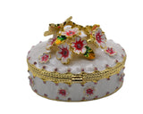 Oval Shape Floral & Butterfly Trinket Box