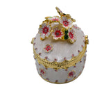 Oval Shape Floral & Butterfly Trinket Box