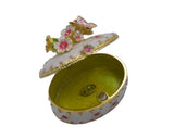 Oval Shape Floral & Butterfly Trinket Box