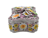 Floral Dragonfly Trinket Box. Very Detailed made with Austrian Crystals & Enamel