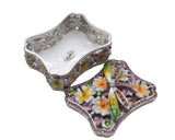 Floral Dragonfly Trinket Box. Very Detailed made with Austrian Crystals & Enamel