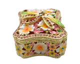 Floral Dragonfly Trinket Box. Very Detailed made with Austrian Crystals & Enamel