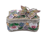Big Butterfly Trinket Box with Butterfly as Broach. Made with Austrian Crystals & Enamel