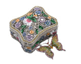 Big Butterfly Trinket Box with Butterfly as Broach. Made with Austrian Crystals & Enamel