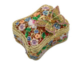 Big Butterfly Trinket Box with Butterfly as Broach. Made with Austrian Crystals & Enamel