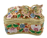 Big Butterfly Trinket Box with Butterfly as Broach. Made with Austrian Crystals & Enamel
