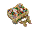 Big Butterfly Trinket Box with Butterfly as Broach. Made with Austrian Crystals & Enamel