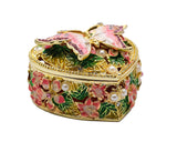 Jeweled Butterfly on Floral Trinket Box Made with Austrian Crystals & Colorful Enamel with Faux Pearls