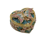 Jeweled Butterfly on Floral Trinket Box Made with Austrian Crystals & Colorful Enamel with Faux Pearls