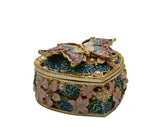 Jeweled Butterfly on Floral Trinket Box Made with Austrian Crystals & Colorful Enamel with Faux Pearls