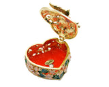 Jeweled Butterfly on Floral Trinket Box Made with Austrian Crystals & Colorful Enamel with Faux Pearls
