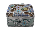 Floral Trinket Box Square Shape. Hand Crafted with Beautiful Floral Design with Austrian Crystals & Enamel