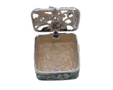 Floral Trinket Box Square Shape. Hand Crafted with Beautiful Floral Design with Austrian Crystals & Enamel