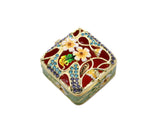 Floral Trinket Box Square Shape. Hand Crafted with Beautiful Floral Design with Austrian Crystals & Enamel