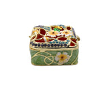 Floral Trinket Box Square Shape. Hand Crafted with Beautiful Floral Design with Austrian Crystals & Enamel