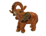 Handmade Elephant Trinket Box. Made with Enamel & Austrian Crystals over Pewter with Gold Plating.