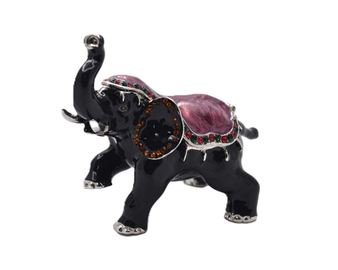 Bejeweled Circus Elephant Trinket Box. Hand Painted Enamel with Austrian Crystals