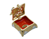Decorative Trinket Box with Butterfly as Broach. Unique Design with Austrian Crystals & Enamel