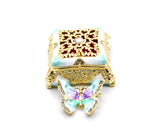 Decorative Trinket Box with Butterfly as Broach. Unique Design with Austrian Crystals & Enamel