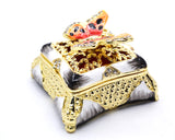 Decorative Trinket Box with Butterfly as Broach. Unique Design with Austrian Crystals & Enamel