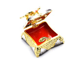 Decorative Trinket Box with Butterfly as Broach. Unique Design with Austrian Crystals & Enamel