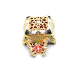 Decorative Trinket Box with Butterfly as Broach. Unique Design with Austrian Crystals & Enamel