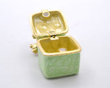Square Floral Trinket Box. Hand Detailed with Austrian Crystals & Enamel