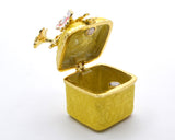 Square Floral Trinket Box. Hand Detailed with Austrian Crystals & Enamel