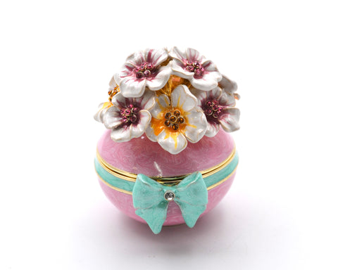 Decorative Flower Trinket Box. Hand Crafted with Austrian Crystals & Enamel with Lots of Details