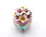 Decorative Flower Trinket Box. Hand Crafted with Austrian Crystals & Enamel with Lots of Details