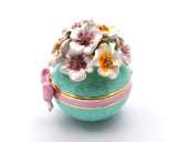 Decorative Flower Trinket Box. Hand Crafted with Austrian Crystals & Enamel with Lots of Details