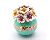Decorative Flower Trinket Box. Hand Crafted with Austrian Crystals & Enamel with Lots of Details