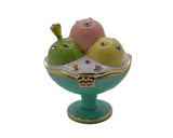 Bejeweled Ice Cream Cup Trinket Box. Hand Detailed with Austrian Crystals & Blue Enamel