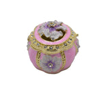 Decorative Oval Floral Trinket Box. Hand Painted Enamel with Austrian Crystals.