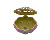 Decorative Oval Floral Trinket Box. Hand Painted Enamel with Austrian Crystals.