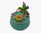 Hummingbird Trinket Box with Flowers. Beautifully Made with Austrian Crystals & Enamel