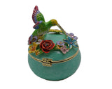Hummingbird Trinket Box with Flowers. Beautifully Made with Austrian Crystals & Enamel