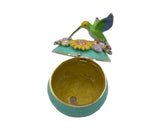 Hummingbird Trinket Box with Flowers. Beautifully Made with Austrian Crystals & Enamel