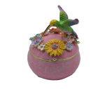 Hummingbird Trinket Box with Flowers. Beautifully Made with Austrian Crystals & Enamel