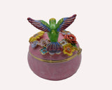 Hummingbird Trinket Box with Flowers. Beautifully Made with Austrian Crystals & Enamel