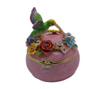 Hummingbird Trinket Box with Flowers. Beautifully Made with Austrian Crystals & Enamel